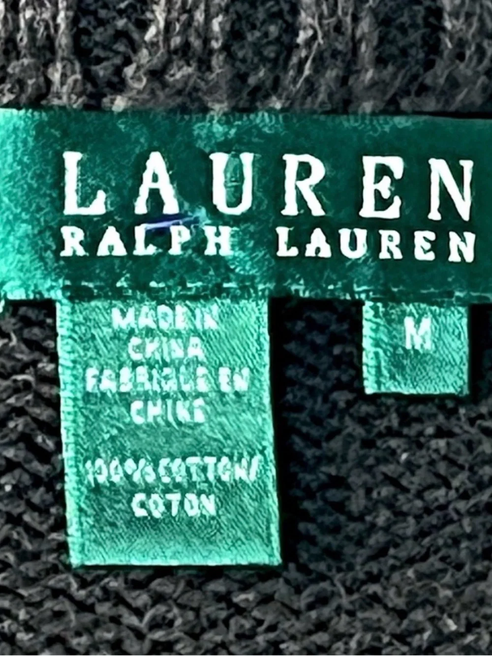 Lauren Ralph Lauren Brown Cotton Full Zip Cardigan Knit Sweater Medium